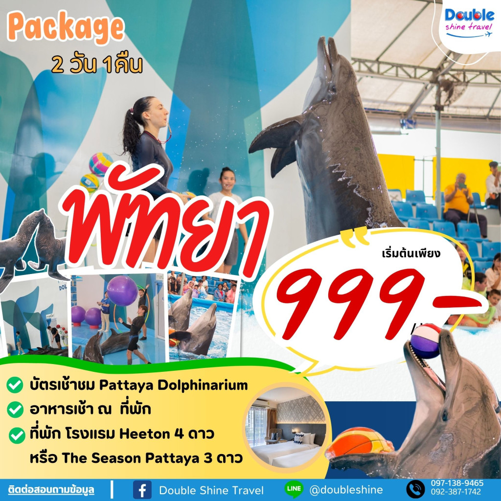 แพ็คเกจพัทยา Dolphinarium Pattaya 2 วัน 1 คืน 2024