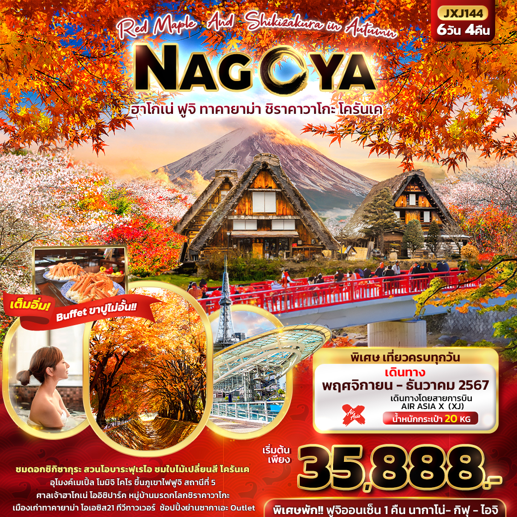 ทัวร์ญี่ปุ่น Red Maple And Shikizakura in Autumn NAGOYA  - สมาคมเครือข่ายผู้ประกอบการนำเที่ยว