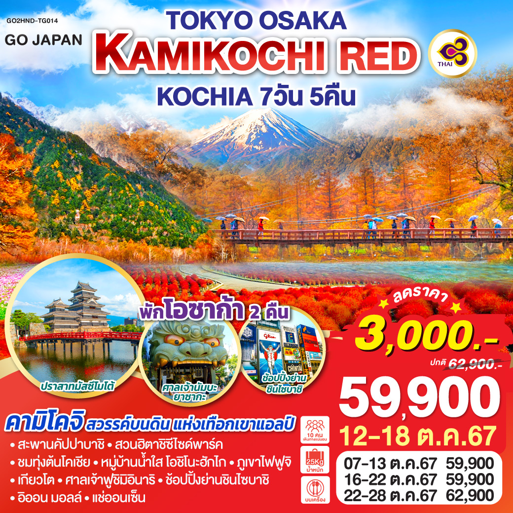 ทัวร์ญี่ปุ่น TOKYO OSAKA KAMIKOCHI RED KOCHIA  - สมาคมเครือข่ายผู้ประกอบการนำเที่ยว