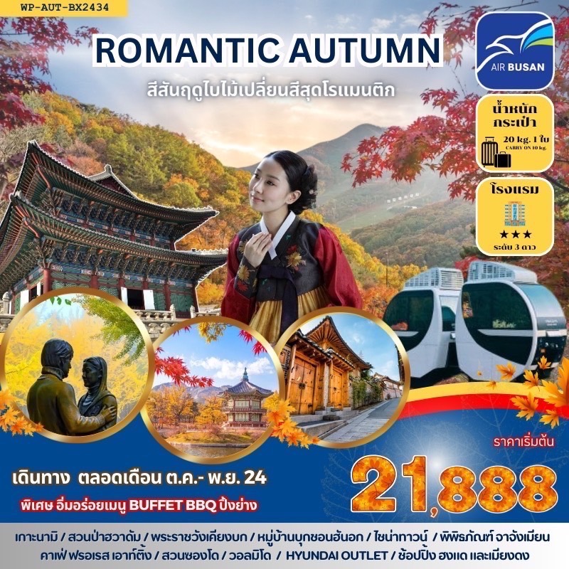 ทัวร์เกาหลี ROMANTIC AUTUMN  - สมาคมเครือข่ายผู้ประกอบการนำเที่ยว