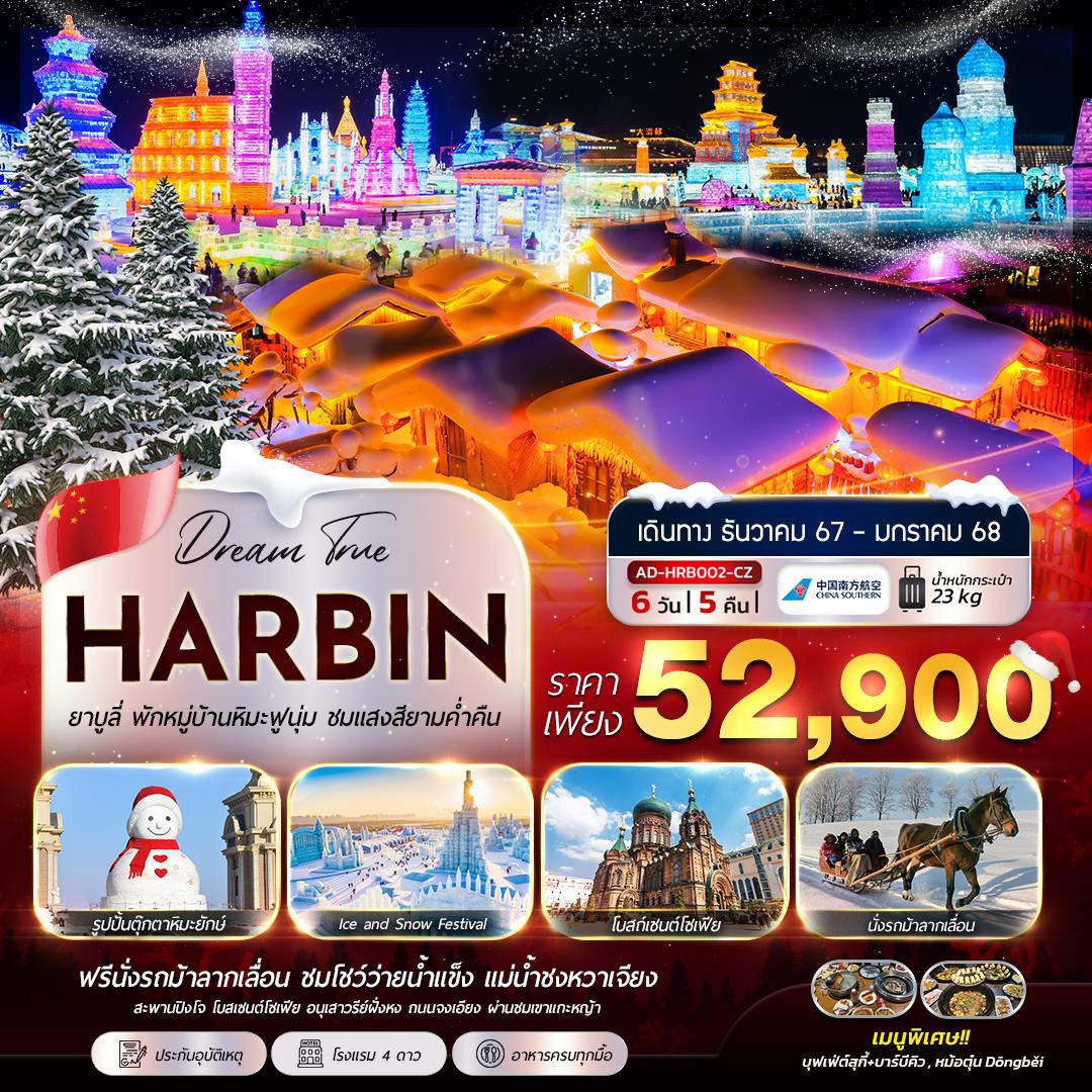 ทัวร์จีน HARBIN ยาบูลี่ พักหมุ่บ้านหิมะฟูนุ่ม ชมแสงสียามค่ำคืน - สมาคมเครือข่ายผู้ประกอบการนำเที่ยว