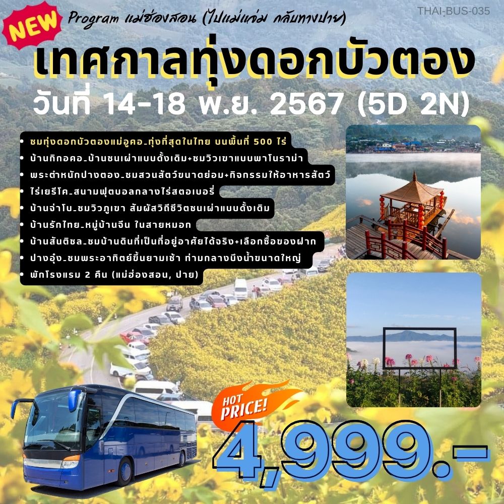 ทัวร์แม่ฮ่องสอน เทศกาลทุ่งดอกบัวตอง - สมาคมเครือข่ายผู้ประกอบการนำเที่ยว